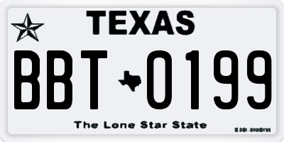 TX license plate BBT0199