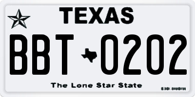 TX license plate BBT0202