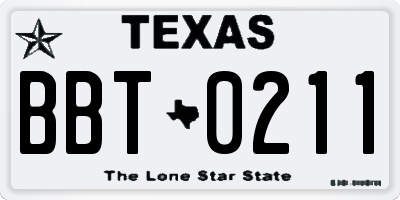 TX license plate BBT0211
