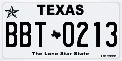 TX license plate BBT0213