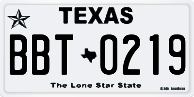 TX license plate BBT0219