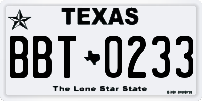 TX license plate BBT0233