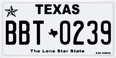 TX license plate BBT0239