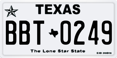 TX license plate BBT0249