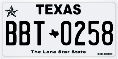 TX license plate BBT0258