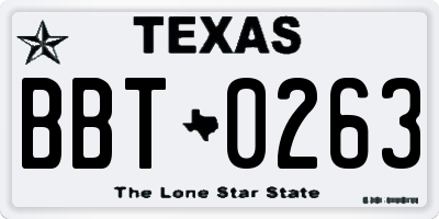 TX license plate BBT0263