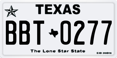 TX license plate BBT0277