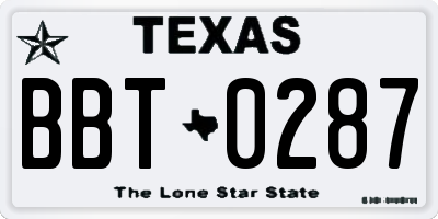 TX license plate BBT0287