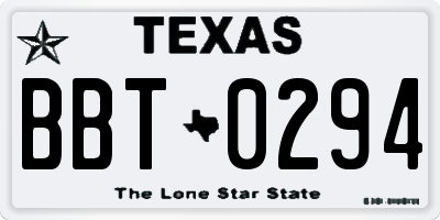 TX license plate BBT0294
