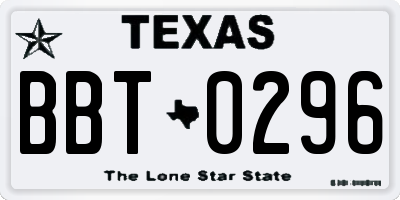 TX license plate BBT0296