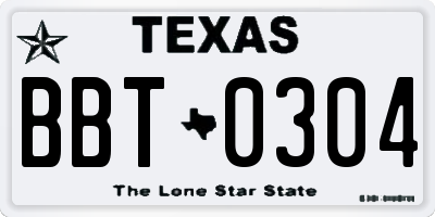 TX license plate BBT0304