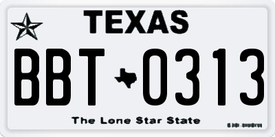 TX license plate BBT0313