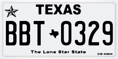 TX license plate BBT0329