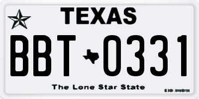 TX license plate BBT0331