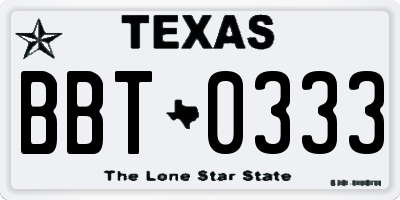 TX license plate BBT0333