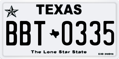 TX license plate BBT0335