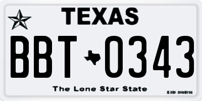 TX license plate BBT0343