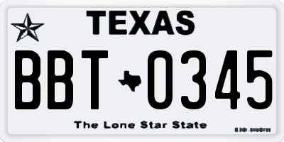TX license plate BBT0345