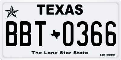 TX license plate BBT0366
