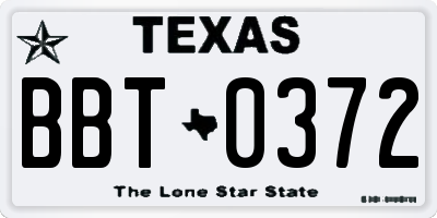 TX license plate BBT0372