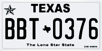 TX license plate BBT0376