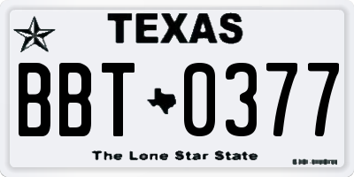 TX license plate BBT0377
