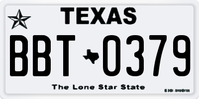 TX license plate BBT0379