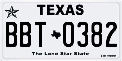 TX license plate BBT0382
