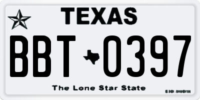 TX license plate BBT0397
