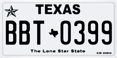 TX license plate BBT0399