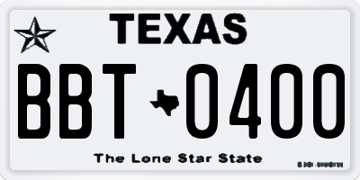 TX license plate BBT0400