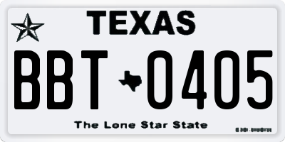 TX license plate BBT0405