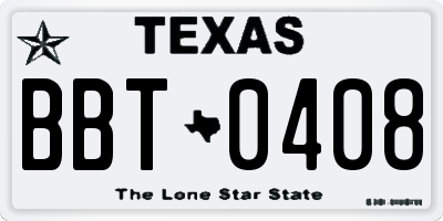TX license plate BBT0408