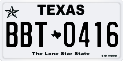 TX license plate BBT0416