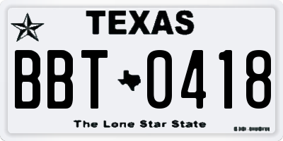 TX license plate BBT0418