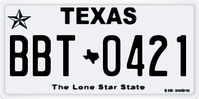 TX license plate BBT0421