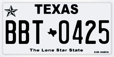 TX license plate BBT0425