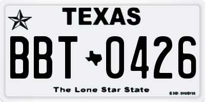 TX license plate BBT0426