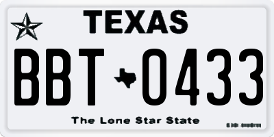 TX license plate BBT0433