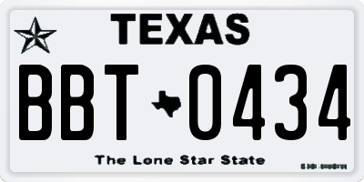 TX license plate BBT0434