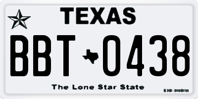 TX license plate BBT0438