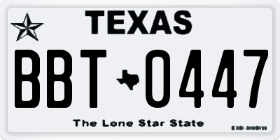 TX license plate BBT0447