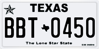 TX license plate BBT0450