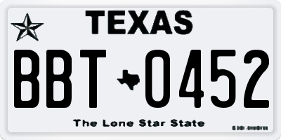TX license plate BBT0452