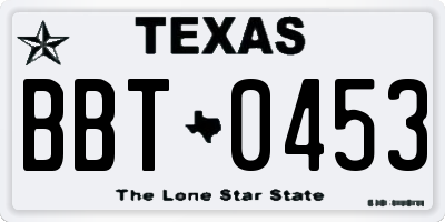 TX license plate BBT0453