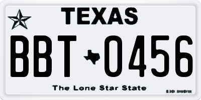 TX license plate BBT0456