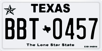 TX license plate BBT0457