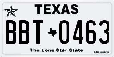 TX license plate BBT0463