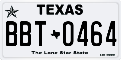 TX license plate BBT0464