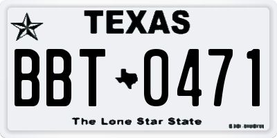 TX license plate BBT0471
